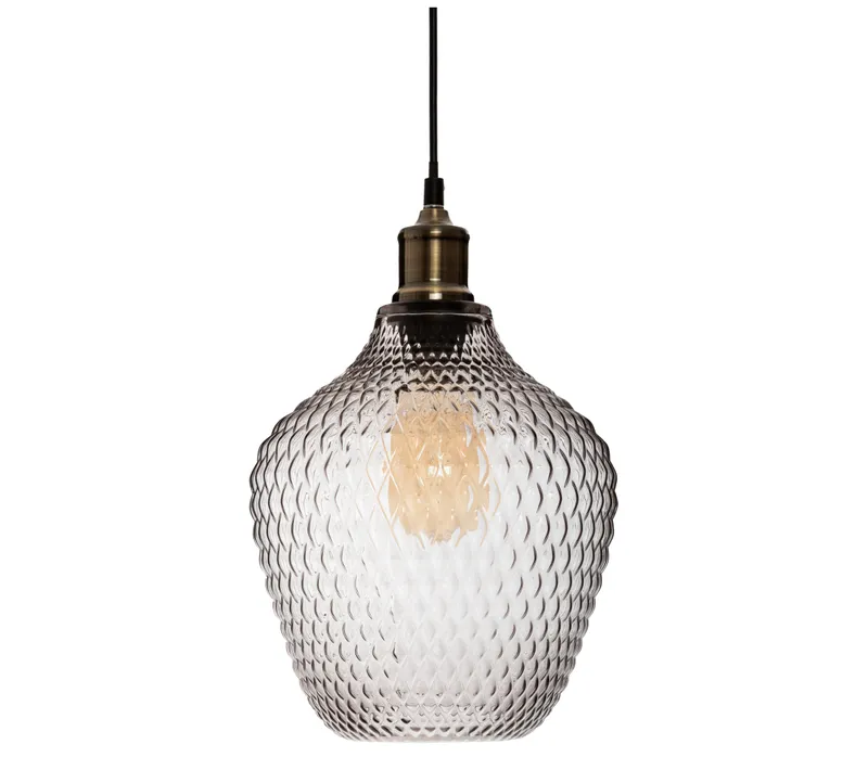 Suspension verre fumé H. 25 cm OMAHA Verre fumé