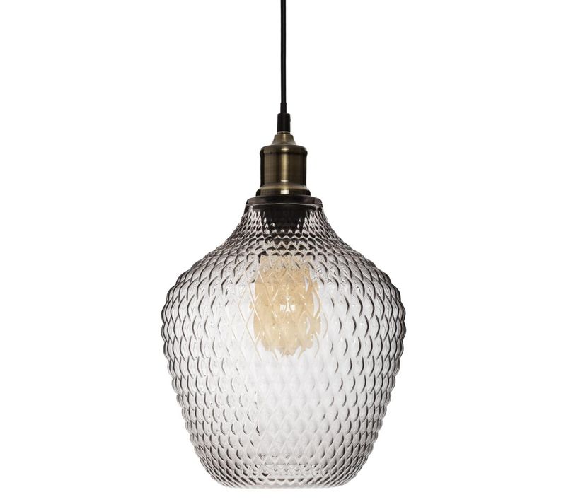 Suspension verre fumé H. 25 cm OMAHA Verre fumé