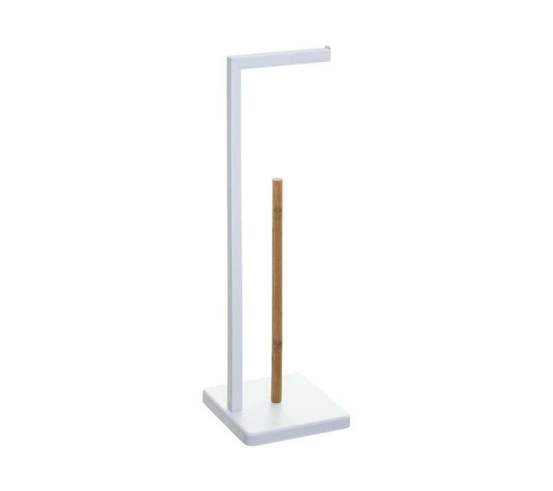 Dérouleur Papier Toilette Wc Avec Réserve En Bambou Blanc