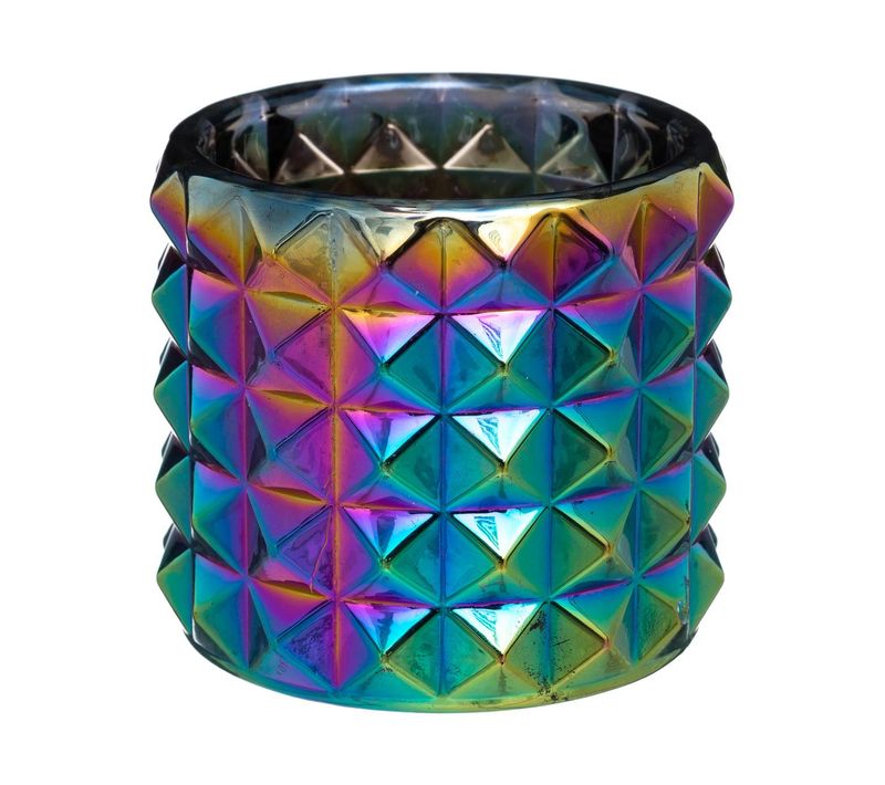 Photophore En Verre Coloré H 8.5 Cm