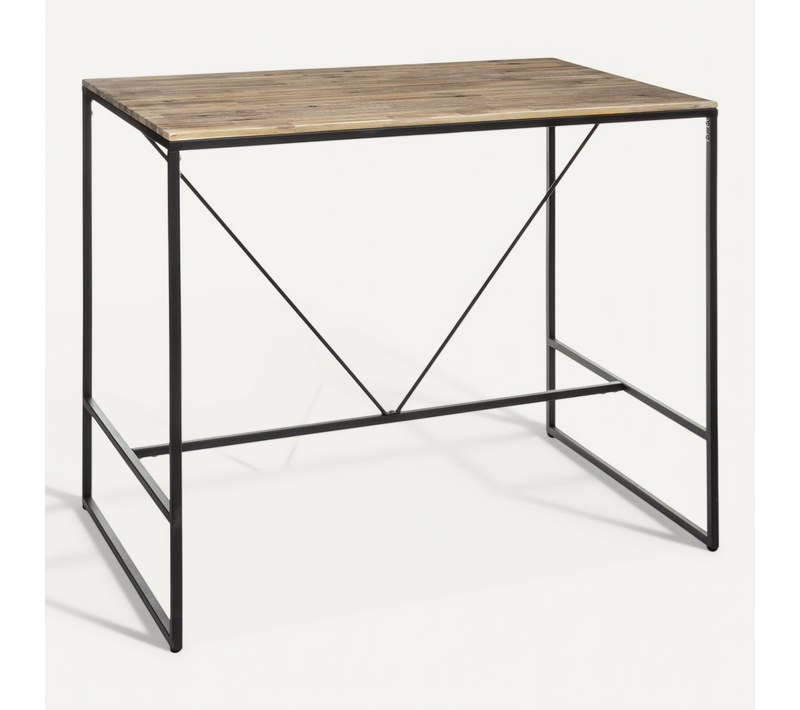Table Haute Design Industriel Edena - L. 115 X H. 98 Cm - Noir