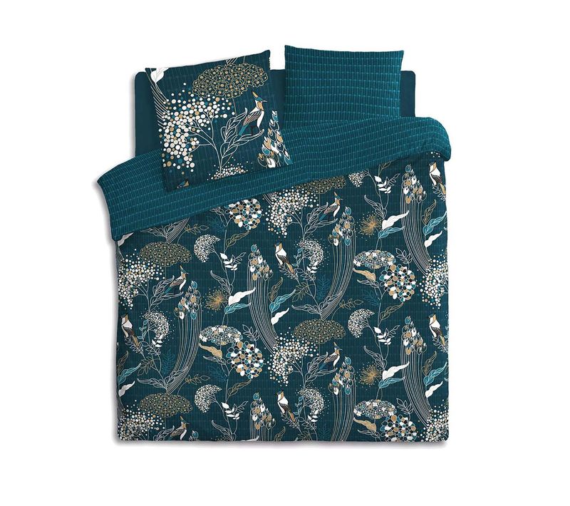 Parure De Lit 2 Personnes 240 X 220 Cm Housse De Couette Avec 2 Taies Imprimé Art D Paon