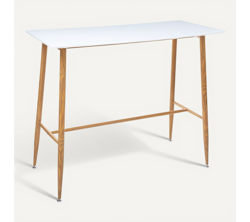 Table Haute Design Scandinave Roka - L. 120 X H. 105 Cm - Blanc