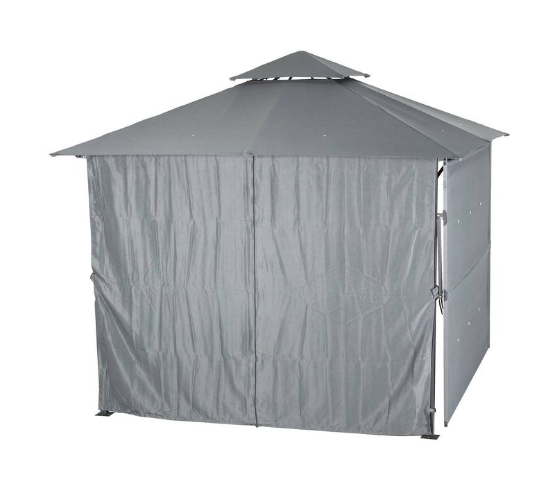 Rideaux Pour Tonnelle "amalya" Ardoise 3x3m En Polyester