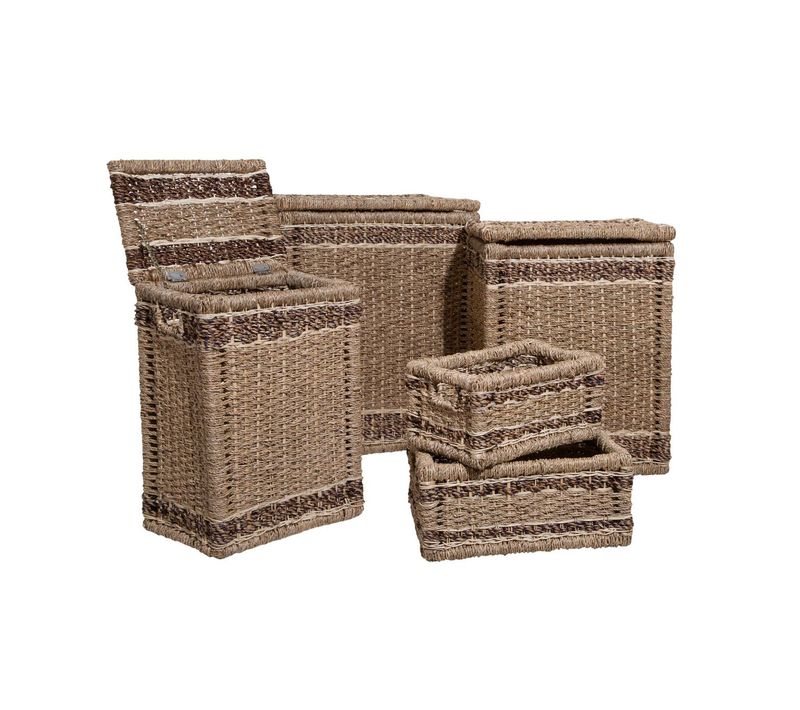 Set De 5 Paniers De Rangement En Seagrass Beige Et Marron