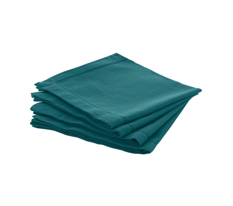 Lot De 4 Serviettes De Table En Coton Bleu Canard 40 X 40 Cm
