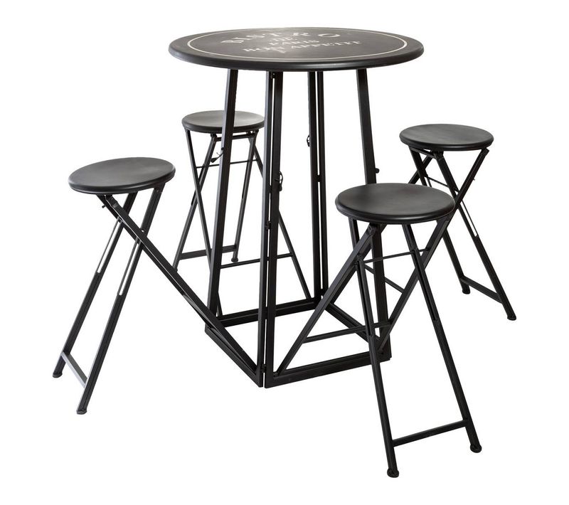 Table 4 Chaises D'extérieur - Métal - Noir Et Blanc - D77 - 5 Cm