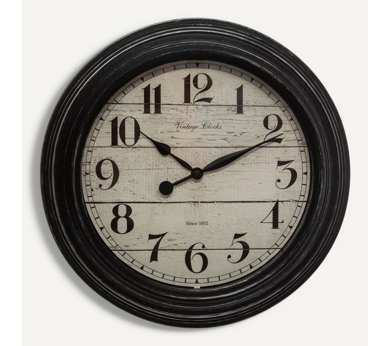 Pendule Murale Moulure Noir D 29 Cm