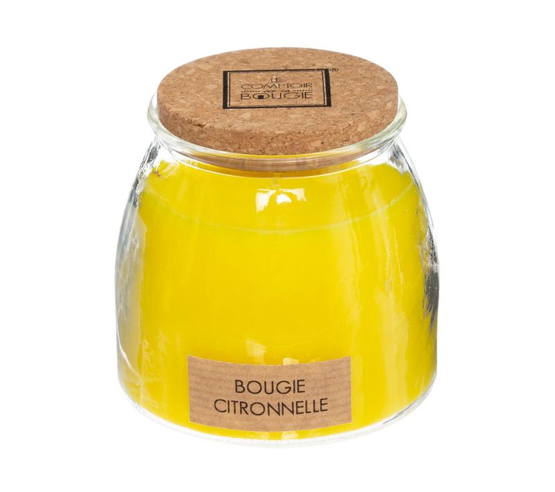 Bougie Parfumée Citronnelle Dans Pot En Verre Avec Couvercle En Liège 230 G