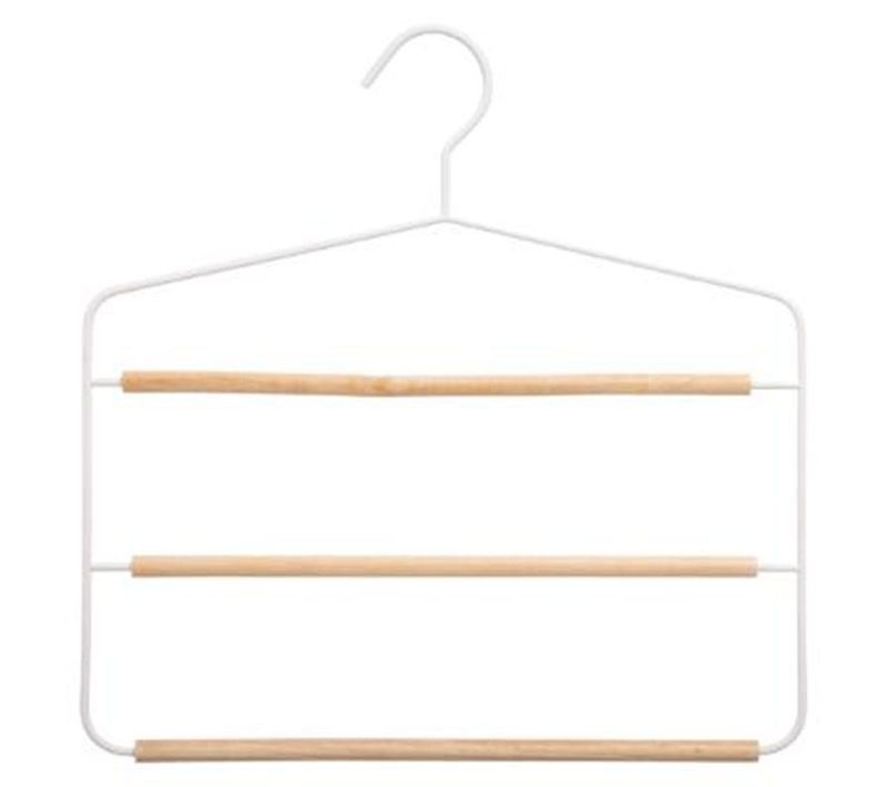 Cintre Métal et Bois "3 Pantalons" 36cm Blanc