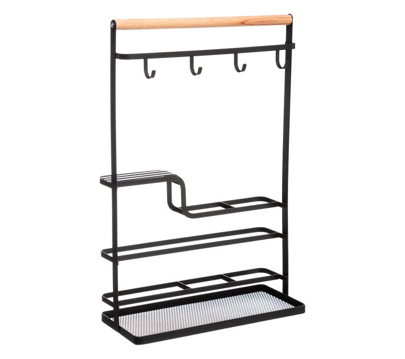 Organiseur De Cuisine Multi-fonction En Métal Noir H 43.5 Cm