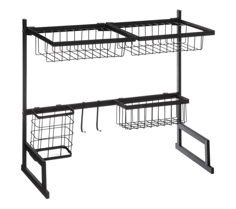 Organisateur D'évier Avec Égouttoir Sur 2 Niveaux En Fer - Noir