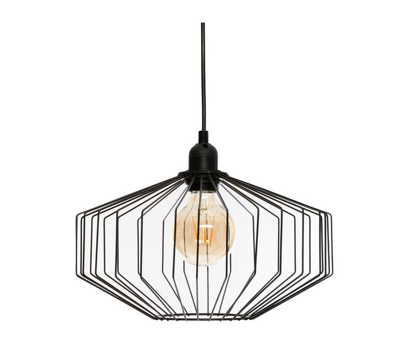 Luminaire Suspension En Métal Filaire Noir D 30.5 Cm