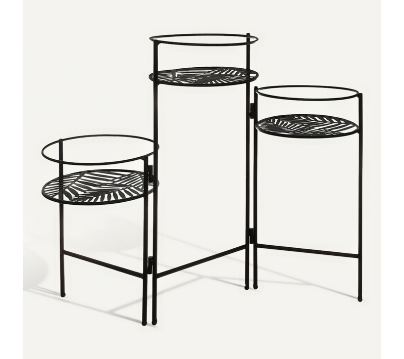 Set De 3 Portes Plantes Noir L49cm