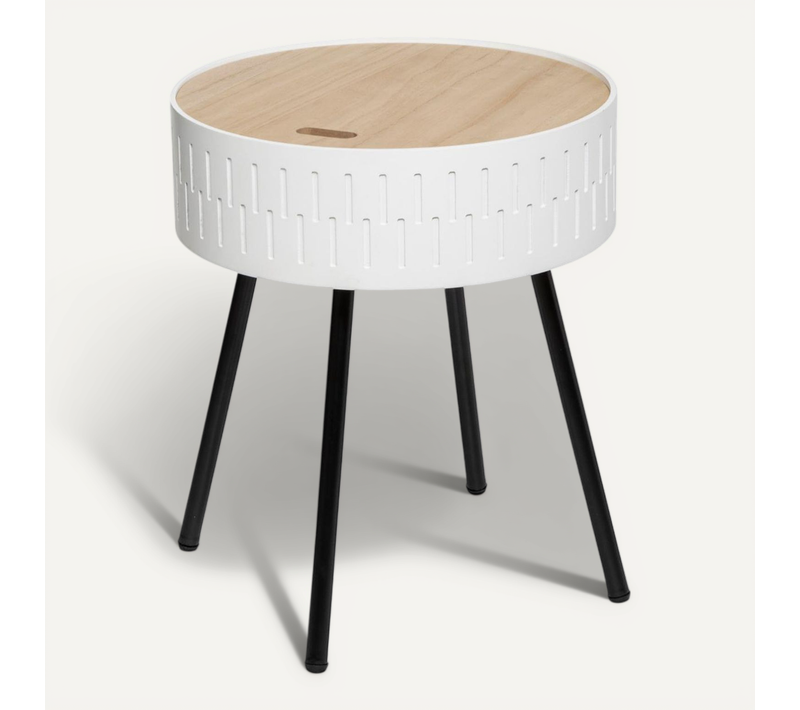 2 En 1 Table à Café Et Coffre De Rangement Blanc