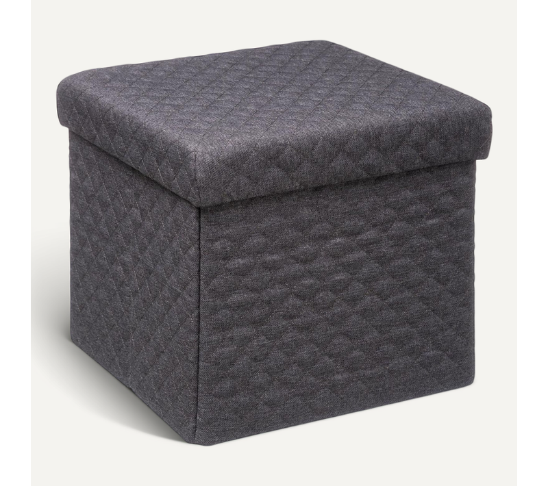 2 En 1 Pouf Et Coffre De Rangement Gris Foncé 31 X 31 Cm