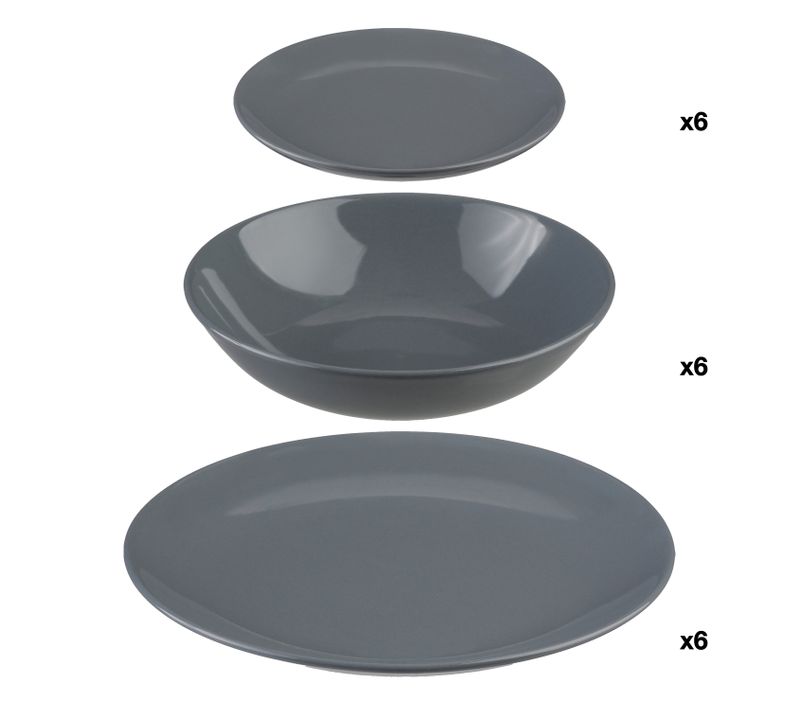 Service De Table 18 Pièces "colorama" 26cm Gris