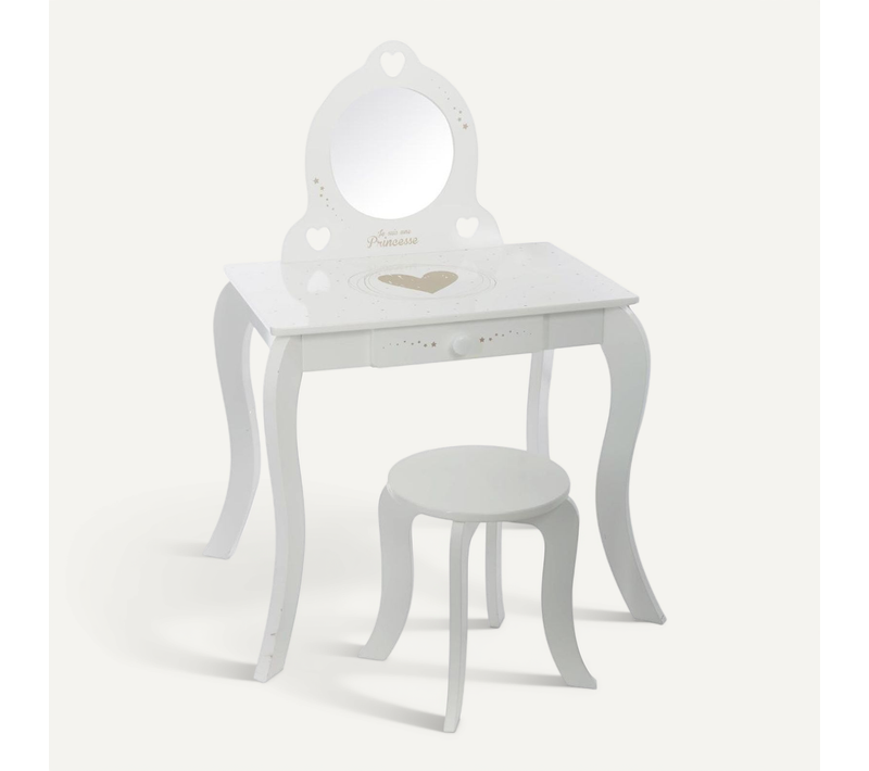 Coiffeuse Enfant Avec Tabouret En Bois