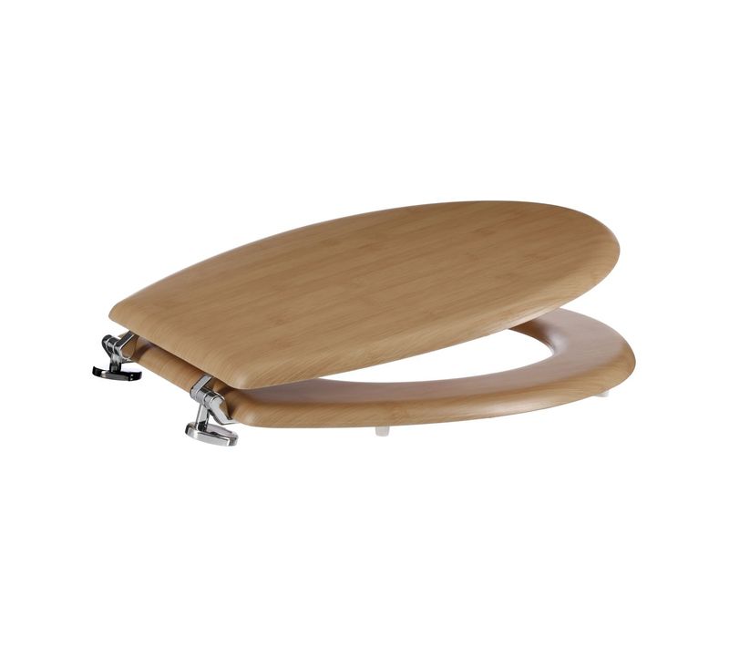 Abattant Wc Standard En Bois Effet Bambou Et Charnières En Zinc