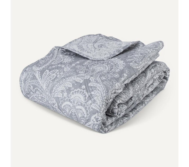 Dessus De Lit Gris Clair Motif Arabesque 240 X 260 Avec 2 Taies