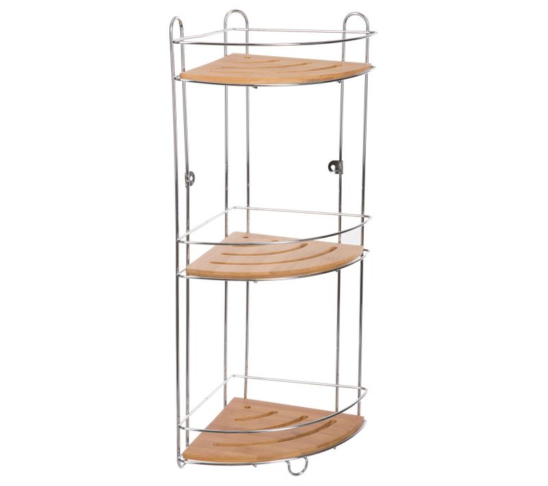 Etagère D'angle De Douche Bambou - L. 26 X H. 56 Cm