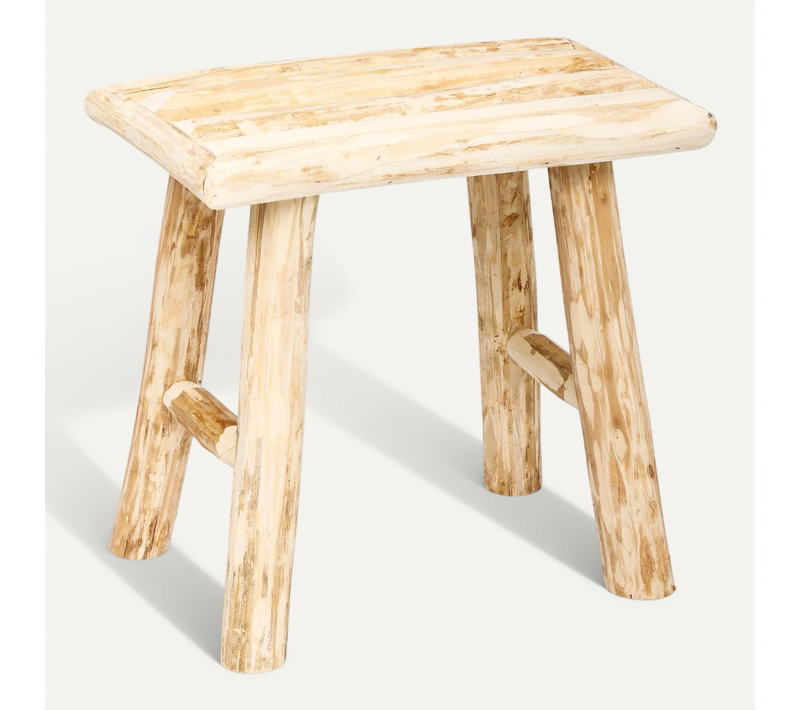Tabouret En Bois Naturel Rendu Artisanal L 34 Cm