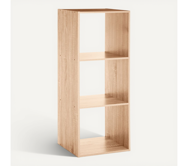 Etagère Rectangulaire À 3 Cases Mix - H. 100,5 Cm - Couleur Bois