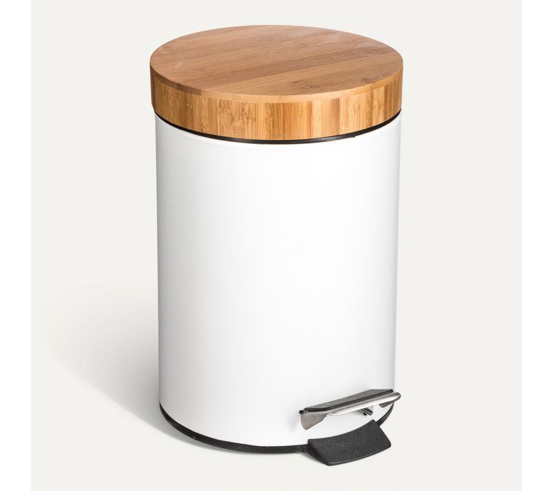 Poubelle salle de bain 3L - Blanc / Naturel