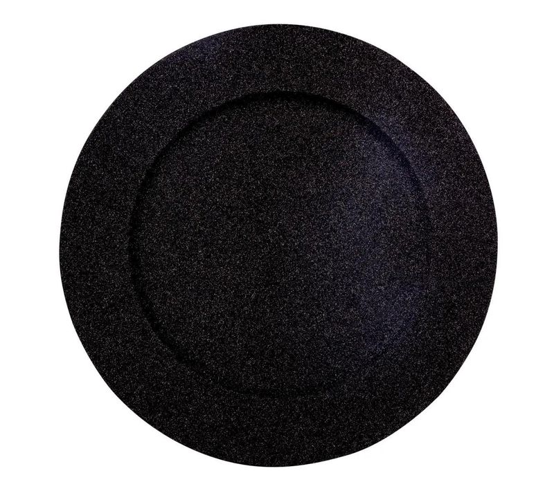 Assiette De Présentation "paillettes" 33cm Noir