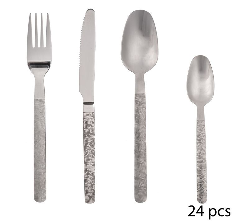 Ménagère Inox Effet Mat Jungle - 24 Pièces - Argent