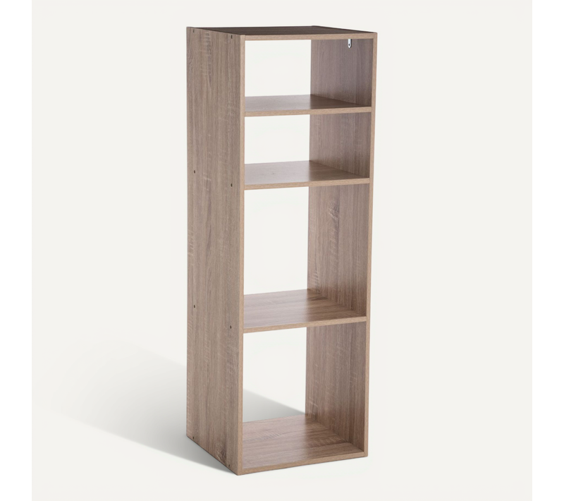 Etagère Rectangulaire 4 Cases Mix - H. 100,5 Cm - Couleur Bois