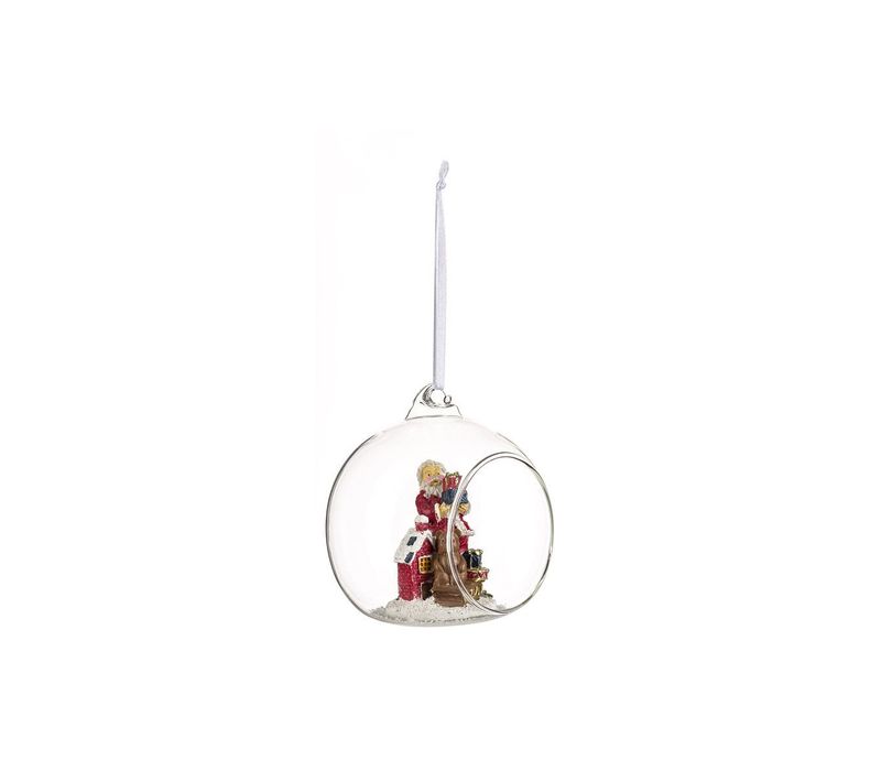 Boule De Noël En Verre "ouverte" 9cm Transparent