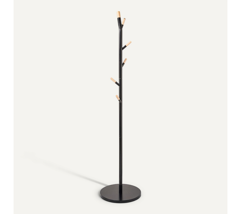 Porte-manteaux En Bois Et Métal Noir 6 Patères H 175.5 Cm
