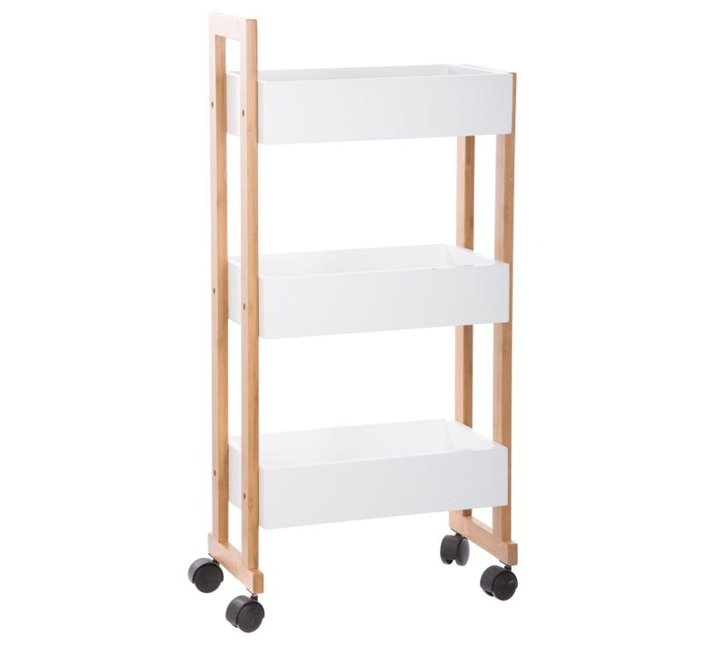 Desserte En Bambou 3 Niveaux Lea - L. 38 X H. 80 Cm - Blanc