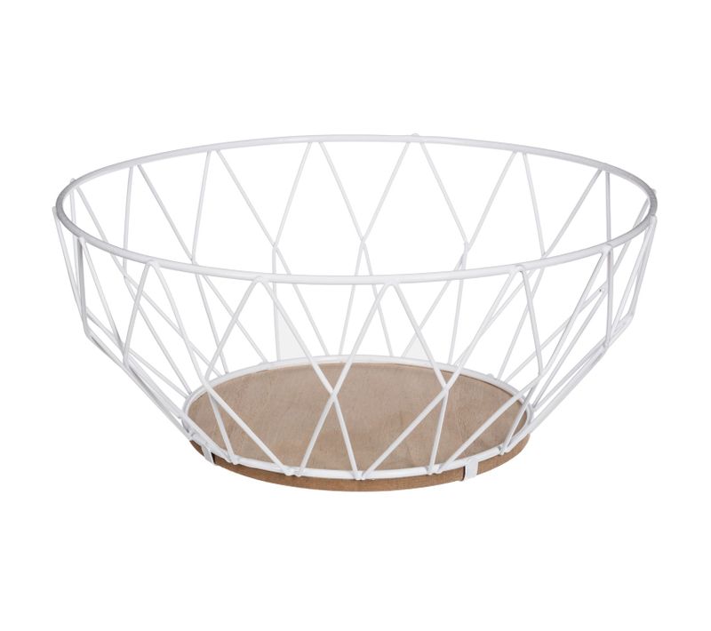 Corbeille À Fruits En Métal Filaire - Diam. 28 Cm - Blanc
