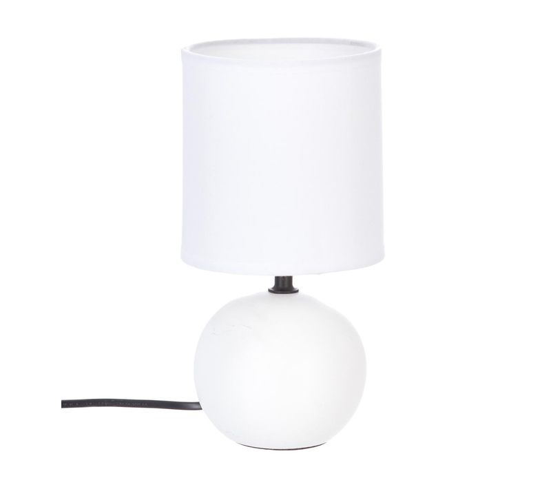 Lampe En Céramique Pied Boule Blanc Mat