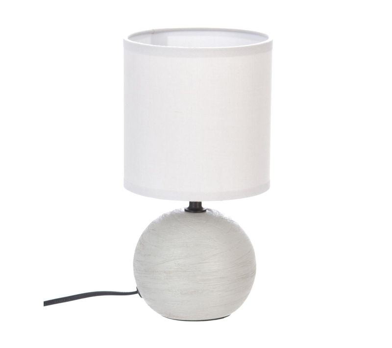 Lampe En Céramique Pied Boule Striée Gris Clair