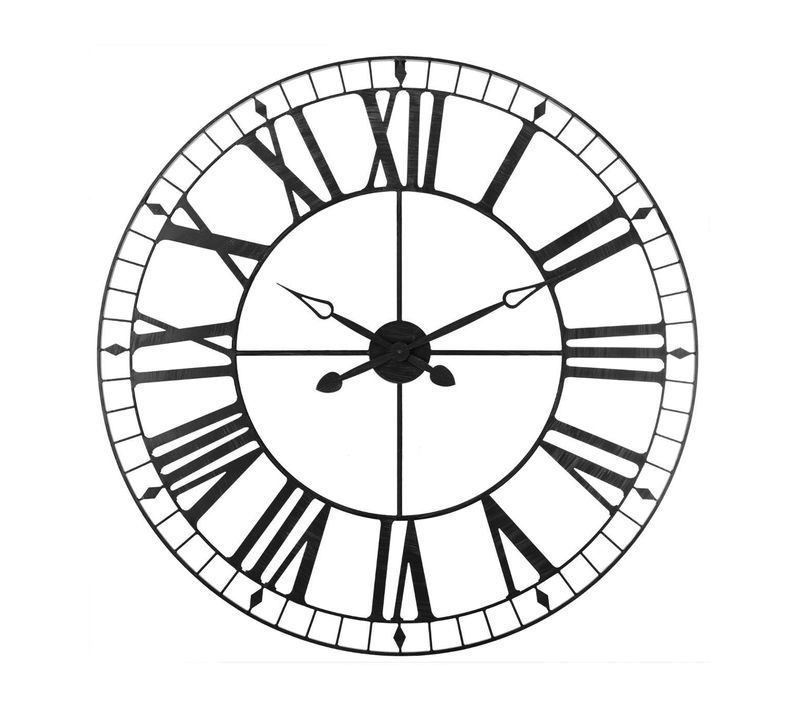 Grande Pendule Murale Métal Rétro Et Vintage Noir D 88 Cm