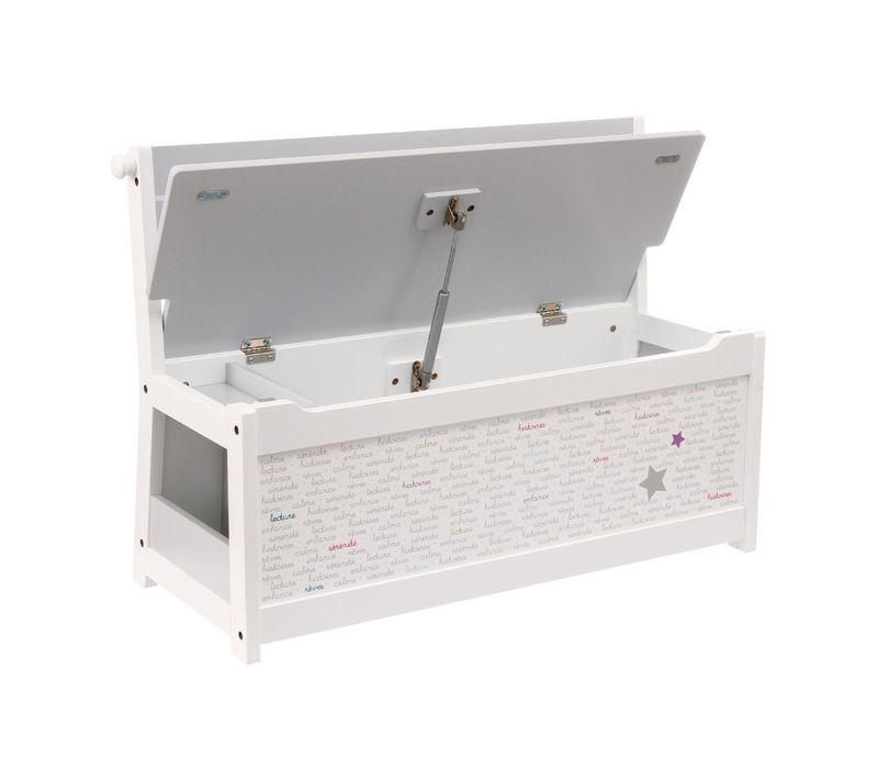 Banc Et Coffre De Rangement En Bois Coffre À Jouets Gris Et Blanc