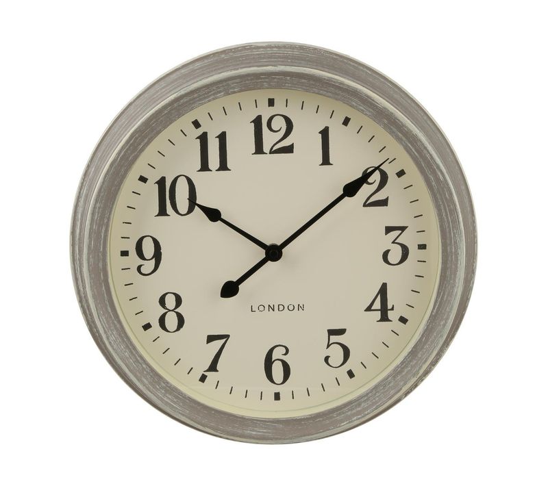 Pendule Murale Look Gris Brossé D 35 Cm