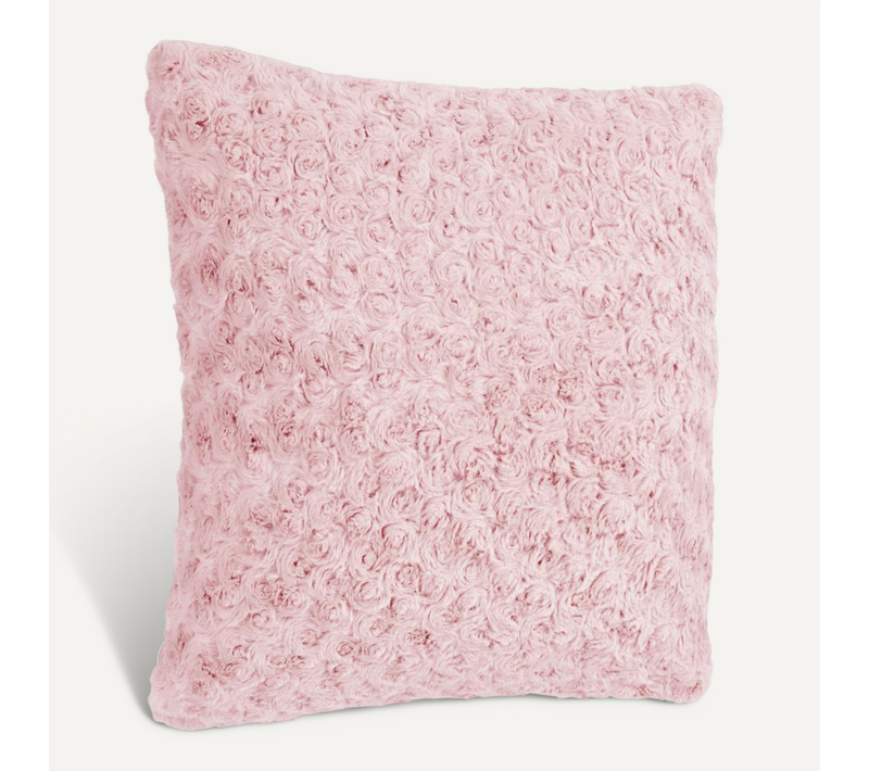 Coussin Déhoussable En Fourrure Bouclée Rose 45 X 45 Cm
