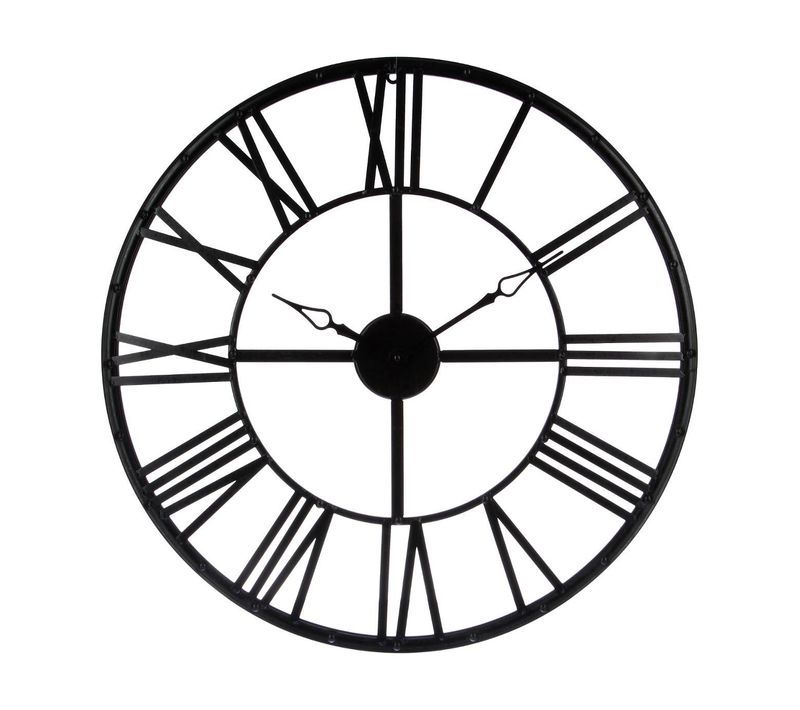 Pendule Murale Vintage En Métal Noir D 70 Cm