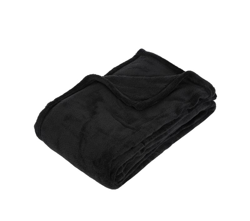 Plaid Microfibre Noir 125 X 150 Cm