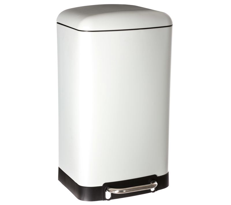 Poubelle 30 Litres En Métal Blanc Ouverture à Pédale