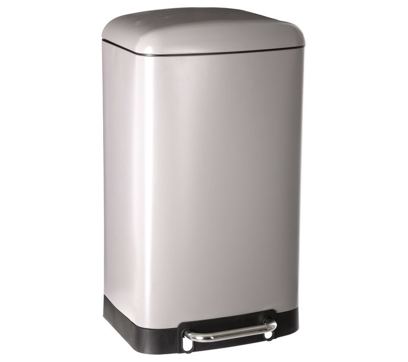 Poubelle 30 Litres En Métal Taupe Ouverture à Pédale