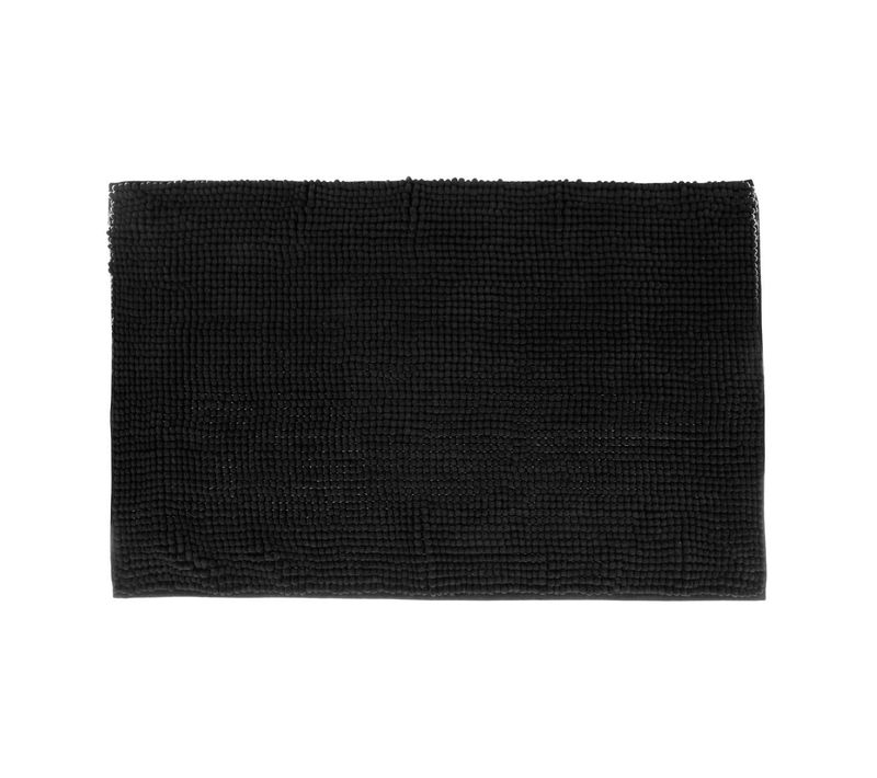 Tapis De Salle De Bain Noir Chenille 50 X 80 Cm