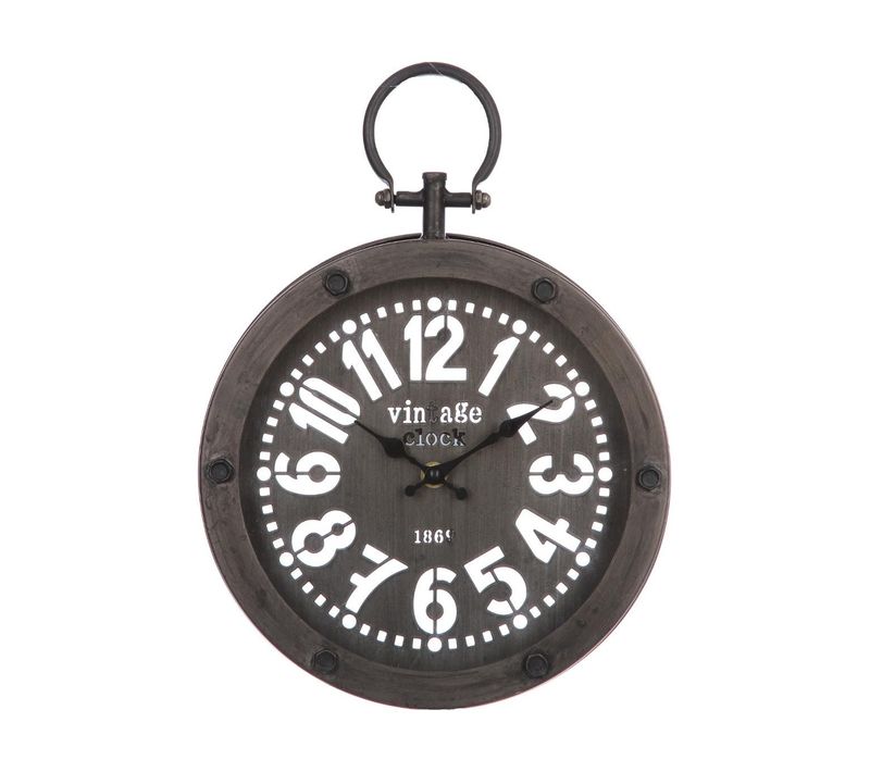 Pendule Murale En Métal Forme Gousset D 24 Cm