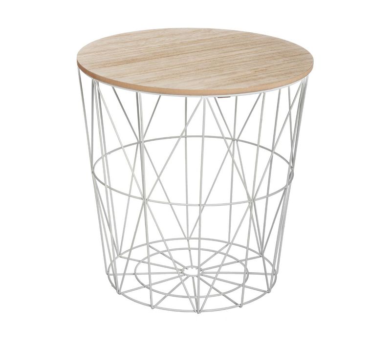 Table à Café En Métal Gris Et Plateau En Bois H 41 Cm