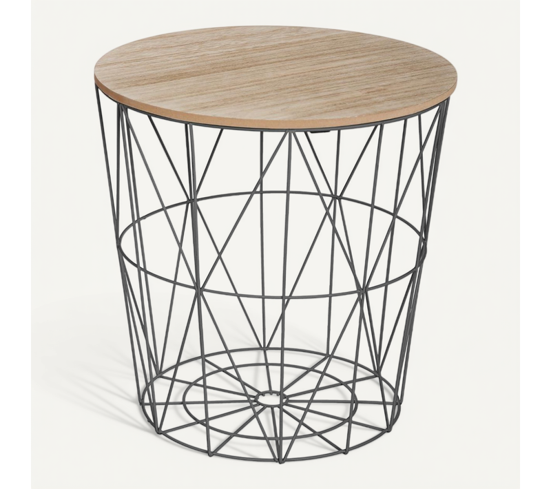 Table à Café En Métal Noir Et Plateau En Bois H 41 Cm