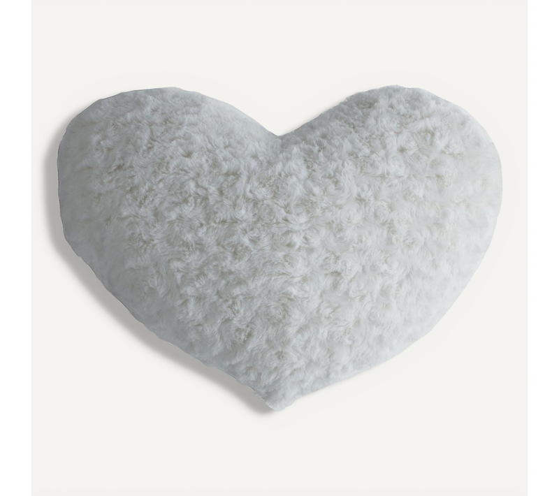 Coussin Coeur Bouclette Ivoire